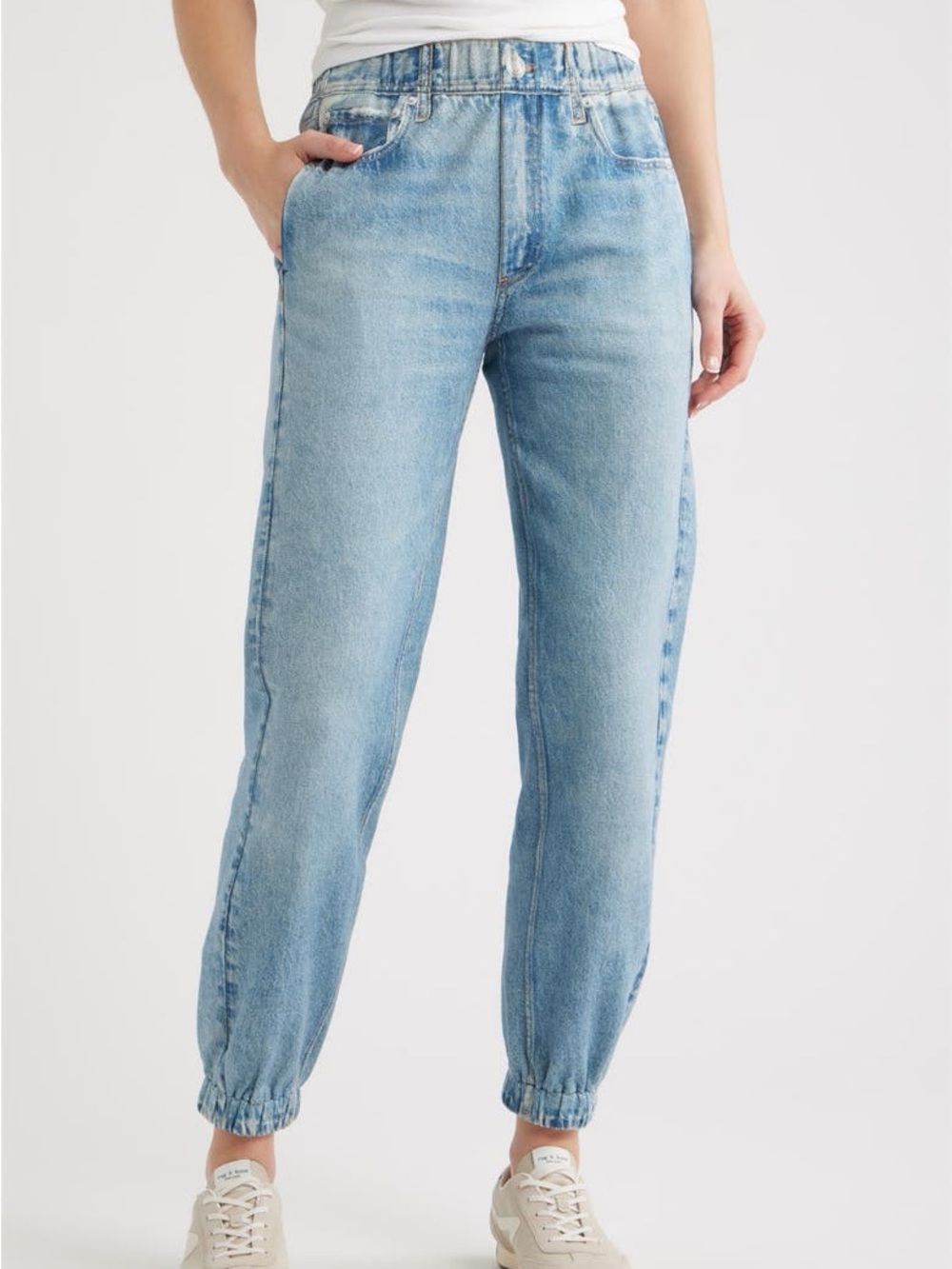 rag & bone Light Blue Boyfriend Jeans with Elastic Cuffs